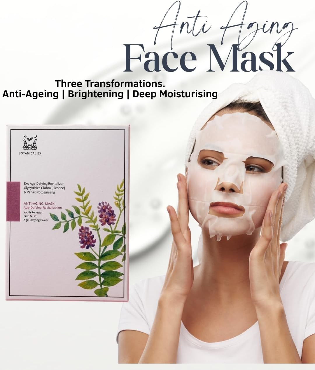 Botanical Ex Exosome Anti-Aging Face Mask Deep Hydration | Firming &amp; Brightening | GMP Certified | 5 Masks